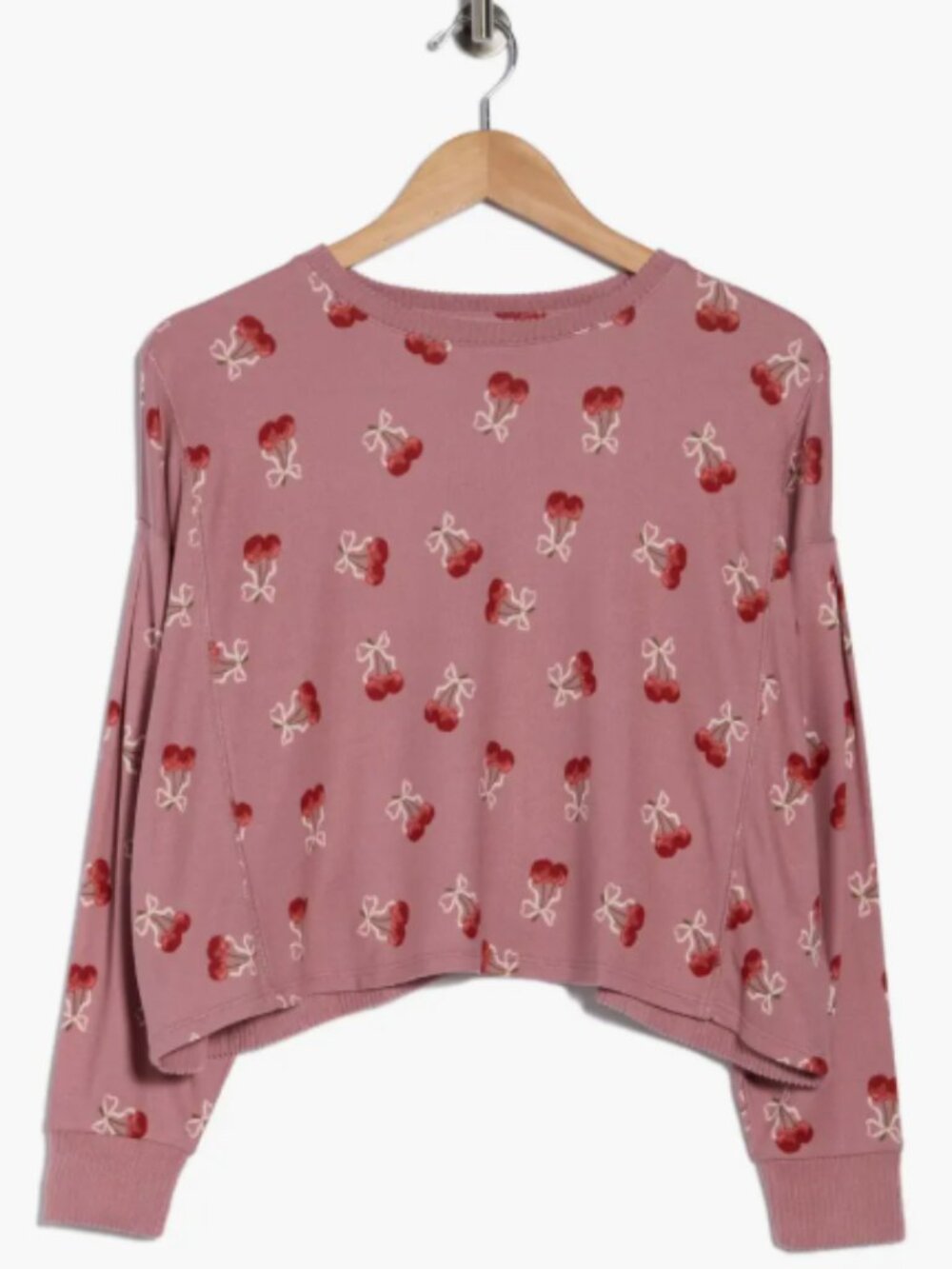 NWT Lucky Brand  Back Detail Women's Cherry Long Sleeve Shirt - Large